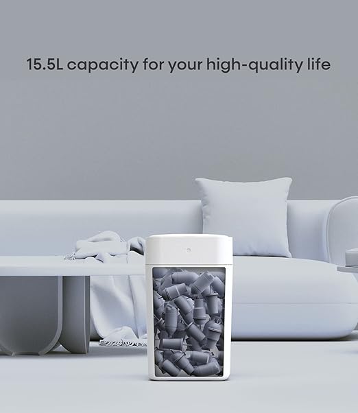 TOWNEW T1S 4.1 Gallon Automatic Self-Sealing and Self-Changing, Motion Sense Activated Trash Can, 2024 Upgrade Smart Garbage Can with Lid for Kitchen Bathroom Office, White-DeskLoop Office