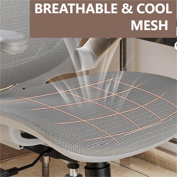 GABRYLLY Ergonomic Office Chair, High Back Home Desk Chair with Headrest, Flip-Up Arms, 90-120° Tilt Lock and Wide Cushion, Big and Tall Mesh Chairs for Man Woman, White Task Chair-DeskLoop Office