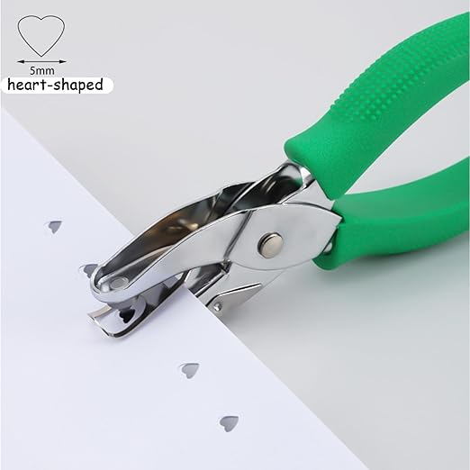 Handheld Heart Shape Hole Punch, 1/4 Inch Hole Size, Craft Paper Puncher, Single Pack, Ideal for DIY Projects and Office Use-DeskLoop Office
