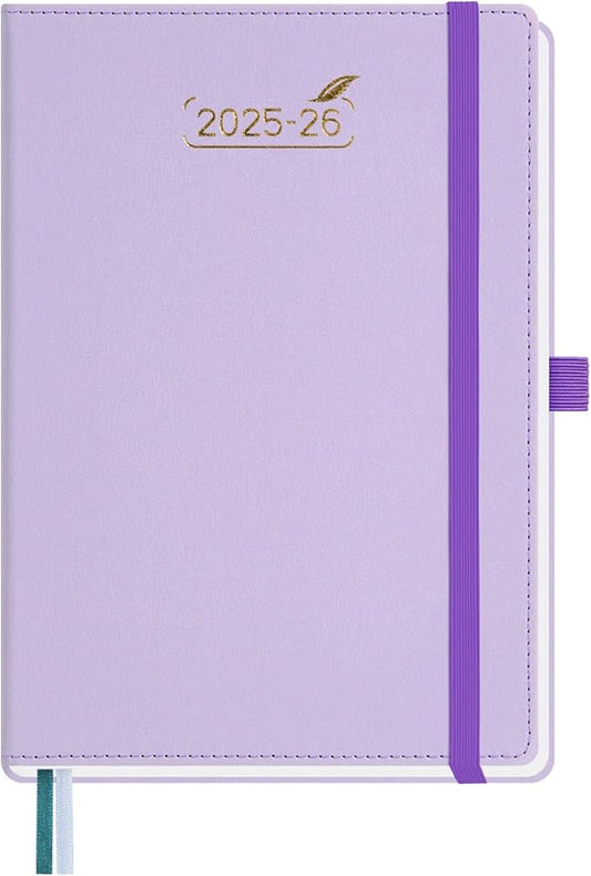 BEZEND Weekly Planner 2025-2026 with 2 Columns, 5.8" x 8.5" Academic Calendar 18 Months (Jul 25-Dec 26) Life Work Appointment Book with Monthly Tab, PU Leather Hardcover - Lilac-DeskLoop Office
