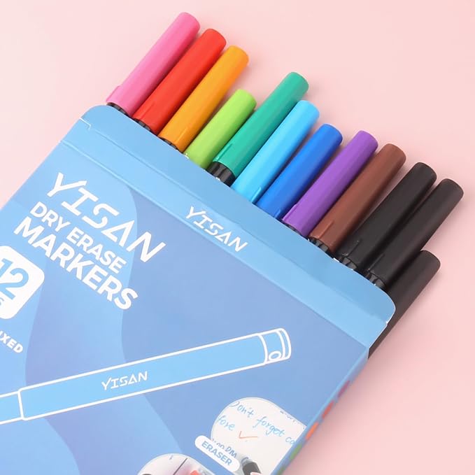 YISAN Dry Erase Markers Ultra Fine Tip, 0.7mm Extra Fine Point, Magnetic - Image 6