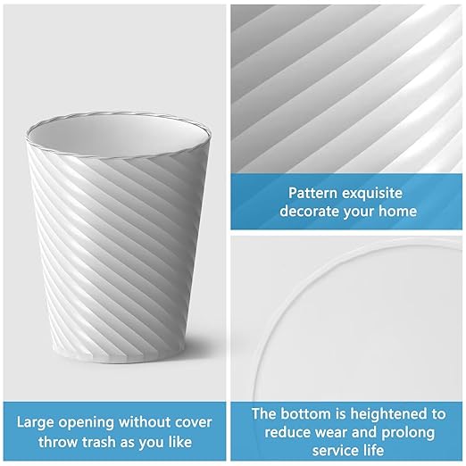 Bathroom Trash Can, 3 Pack 1.8 Gallons Small Trash Can with Trash Bags, Bathroom Garbage Can, Plastic Trash Bin, Round Waste Basket for Living Room, Bedroom, Office, Kitchen, Compact Space (White)-DeskLoop Office