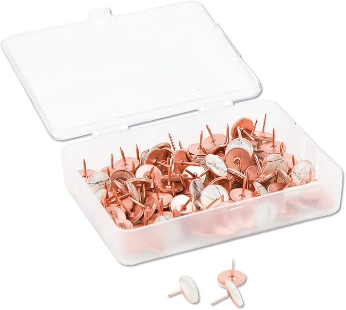 U Brands Fashion Metal Thumbtacks Metal Marble & Rose Gold 100/Pack by UBrands
