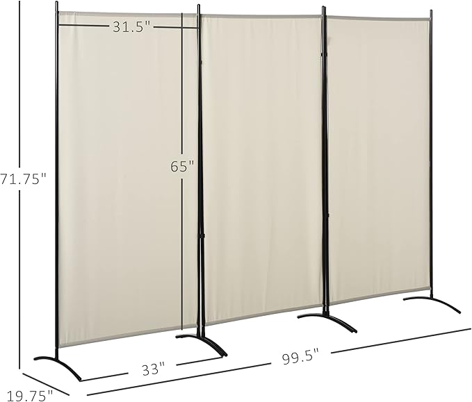 NicBex Room Divider 3 Panel Room Dividers with Fabric Panels Partition Room Dividers and Folding Privacy Screens 6FT Wall Divider for Home, Office, Room Separation,99.5"W x 19.75"D x 71.75"H, White-DeskLoop Office