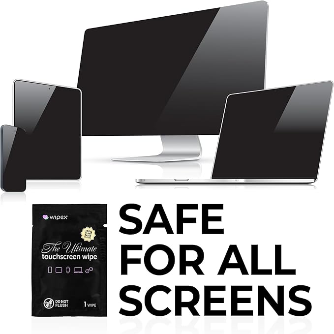 Wipex Car Screen Wipes for Electronics - 24 Individual Car Screen Cleaner Wipes - Plant-Based Touchscreen Cleaner Cloth for Dashboard Panels, Mobile Phone, Interior Car Cleaning Supplies (5.9"x4.92")-DeskLoop Office