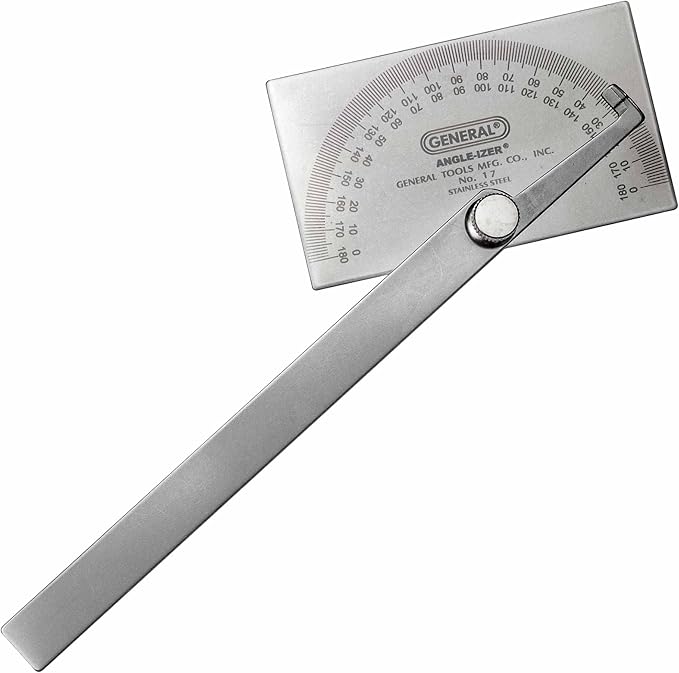 General Tools Angle Protractor #17 Stainless Steel Square Head + General Tools 88CM Tungsten Carbide Scribe and Magnet, Copper, Replaceable Tip-DeskLoop Office