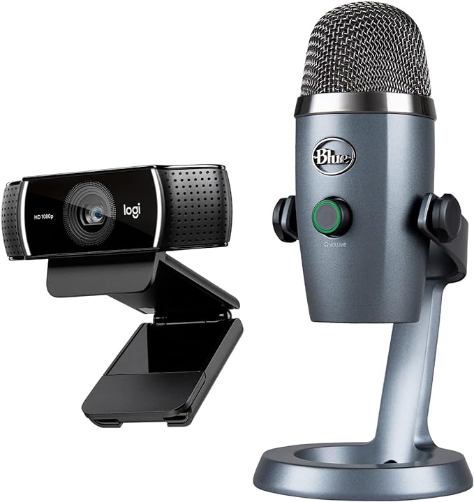 Logitech C922x Pro Webcam + Blue Yeti Nano - Perfect for Professional Video Calls, 1080p/30fps, 720p/60fps-DeskLoop Office