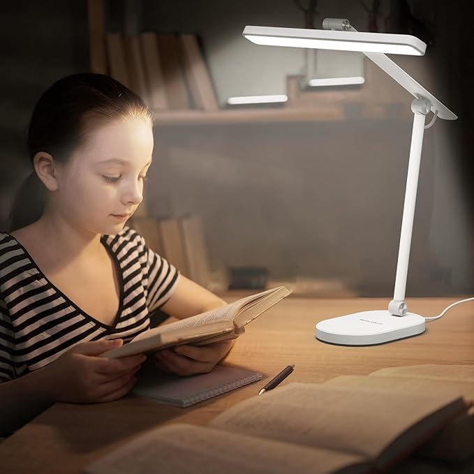 Honeywell Desk Lamp for Home Office, H4 Sunturalux™ Eye-Caring LED Desk Light, 700LM Dimmable Desk Lamp with Timer, Adjustable Desk Reading Light, Touch Auto Dimming Table Lamp for Study, Bedroom-DeskLoop Office