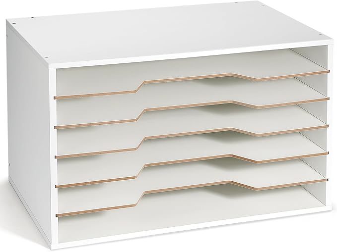 12x18 Construction Paper Organizer, Larger Size Wooden Literature Organizer, 6-Tier Desktop File Organizer for Home and Classroom, Adjustable Paper Sorter for Office-DeskLoop Office