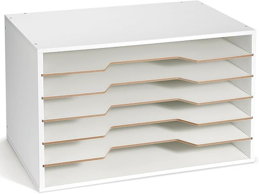 12x18 Construction Paper Organizer, Larger Size Wooden Literature Organizer, 6-Tier Desktop File Organizer for Home and Classroom, Adjustable Paper Sorter for Office-DeskLoop Office