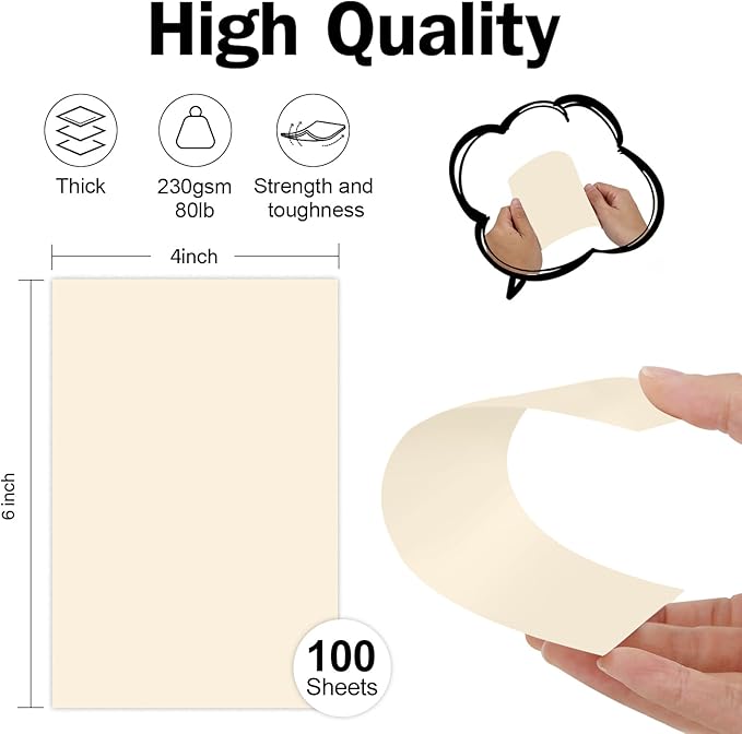 100 Pack 4x6 Ivory Cardstock Blank Index Cards, Goefun 80lb Heavyweight Cream Cardstock Unlined Notecards for Invatations, Postcards, Photo Paper, Recipe Cards-DeskLoop Office