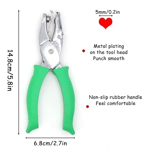 Handheld Heart Shape Hole Punch, 1/4 Inch Hole Size, Craft Paper Puncher, Single Pack, Ideal for DIY Projects and Office Use-DeskLoop Office