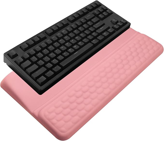 Computer Keyboard Stand with Wrist Rest, Ergonomic Tilted Keyboard Holder - Keyboard Riser with Wrist Pad - Keyboard Tray Support for Office Home - Pink-DeskLoop Office