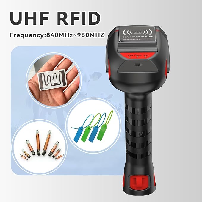 Alacrity Wireless Charging 1D 2D Barcode Scanner, UHF RFID Tags Reader, 2.4Ghz Wireless Bluetooth Wired 3 in 1 Connectivity, for Retail, Logistics, Manufacturing-DeskLoop Office