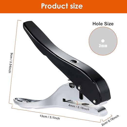 Hole Punch 1/8 inch-3mm Single Hole Punch,Heavy Duty Hole Puncher Single,Paper Punch Portable Hand Held Long Hole Puncher for Paper Cards Plastic Cardboard-DeskLoop Office