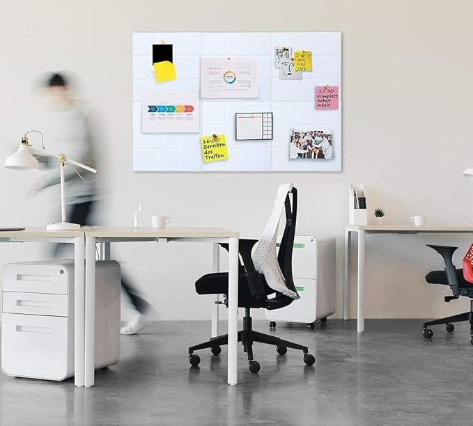 Large Cork Board Felt Board Tiles for Walls with 30 Push Pins, 11.8"x11.8" Pack of 6 Pin Board Notice Boards for Home Office Kitchen, Bulletin Board Wall Tiles for Photos Memos
