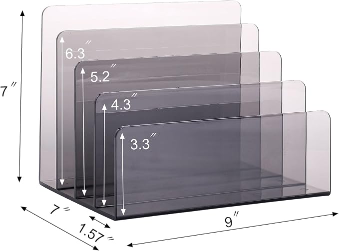 Sooyee 4 Compartment Acrylic File Organizer Holder Folder Organizer - Image 5