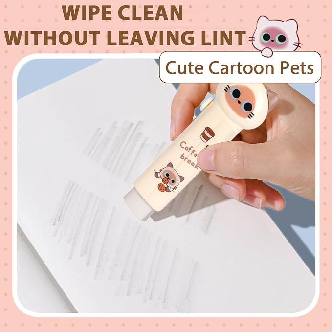 2Pcs Pink Cute Cat Pencil Sharpener and 2Pcs Pink Cute Cat Retractable Eraser - Image 7
