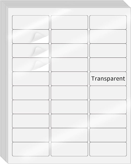 STARLIBOO Transparent Stickers Labels - 1" x 2-5/8" Address Labels Mailing Stickers for Laser/Inkjet Printer 8.5"×11"- 20 Sheet-DeskLoop Office