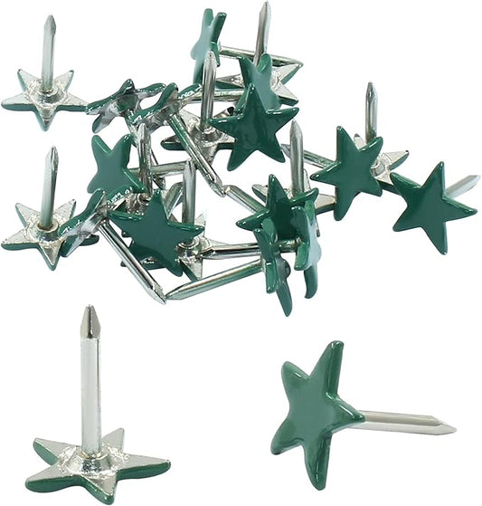 Piutouyar 150 Pcs Star Push Pins, Dark Green Upholstery Tacks Star Shaped Decorative Thumb Tacks Metal Upholstery Pins for Upholstered Furniture Cork Board DIY Projects or Home Decor 11 x 13mm-DeskLoop Office