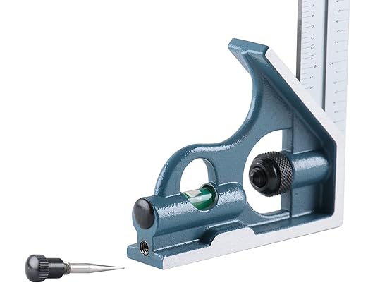 Accusize Industrial Tools 6'' 3 Pc Combination Square Ruler Set Protractor Satin, 4-R Graduation, 0000-8100-DeskLoop Office