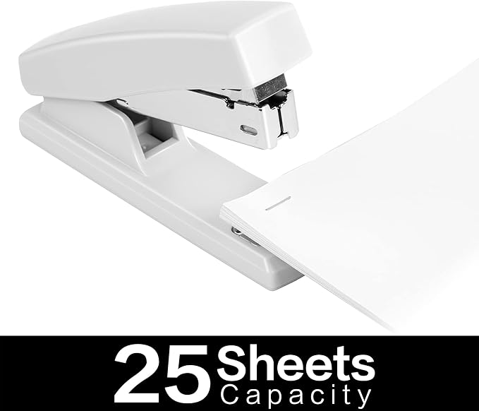 Deli Stapler, Desktop Staplers with 640 Staples, Office Stapler, 25 Sheet Capacity, White-DeskLoop Office
