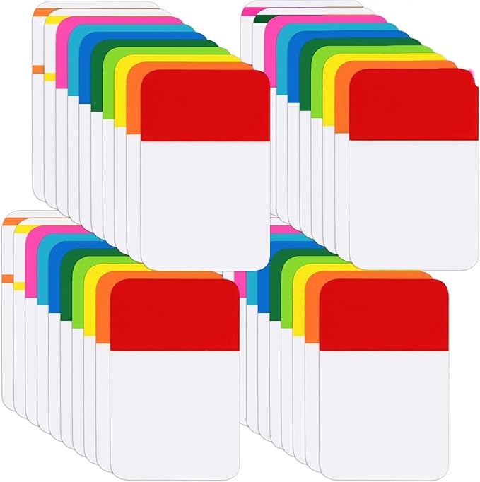 800 Pieces File Tabs Sticky Index Tabs, Writable and Repositionable Filing Tabs Flags for Pages or Book Markers, Reading Notes, Classify Files, 40 Sets (12 Colors, 1 Inch)-DeskLoop Office