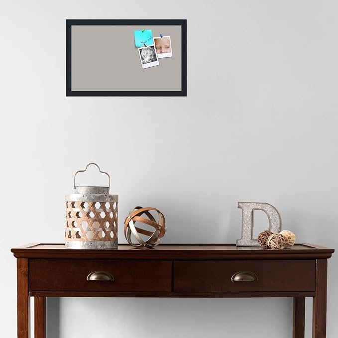 PinPix 20x12 Inch Cork Bulletin Board. This Decorative Framed Pin Board Comes with Dark Stone Design and a Satin Black Frame. Ideal for Home Office Decor or Message Board (PinPix-1808)-DeskLoop Office