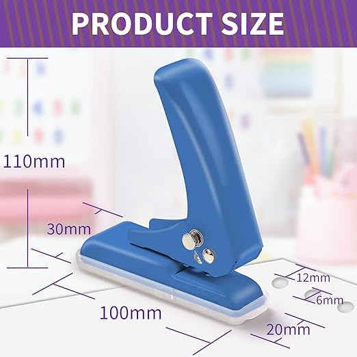 Single Hole Punch, 40 Sheets Punch Capacity, Kaluofan Hole Puncher Single, Small Hole Punch with Non-Slip Removable Base, One Hole Puncher for Crafts, Scrapbooks, Paper, Chipboard (Bule)-DeskLoop Office