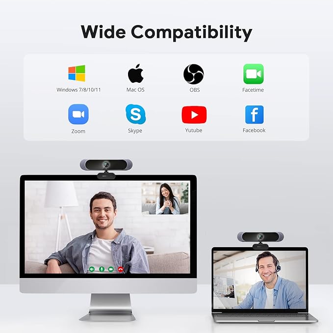 DEPSTECH 4K Webcam, Ultra HD 1/2.55'' Sony Sensor, 3X Digital Zoom, Dual Noise-Canceling Microphones, Remote Control, Auto Focus, Streaming Webcam for PC, Mac, Laptop, Video Call, Zoom, Skype, Teams-DeskLoop Office