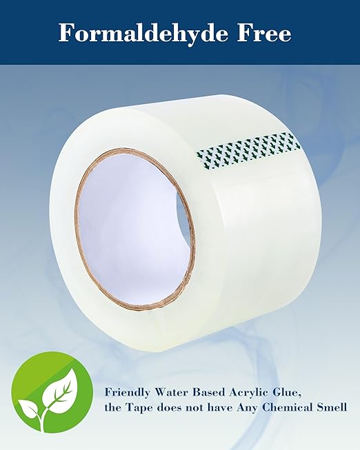 Lichamp Heavy Duty Packing Tape 6 Rolls, Wide Packaging, 3 in. x 90 Yd., 3 Mil Thick, Clear, Commercial Grade Carton Packaging Tape Refills, Shipping, Mailing, Moving Supplies & Storage-DeskLoop Office