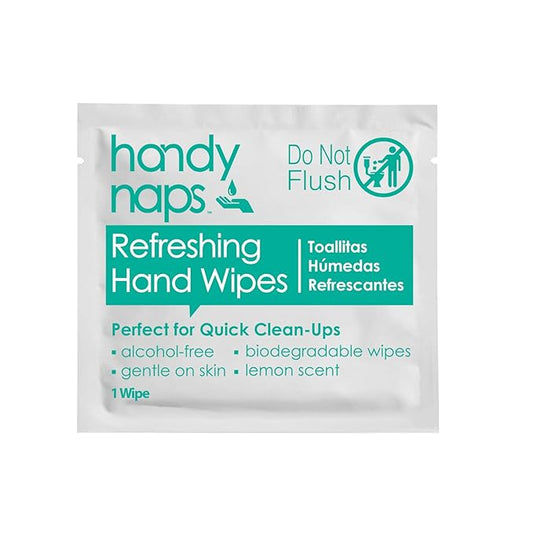 Handynaps Refreshing Hand Wipes, Alcohol-Free With Fresh Lemon Scent - Case of 1000 Individually Wrapped Wipes For Adults and Kids, Travel Essentials-DeskLoop Office