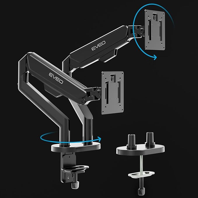 EVEO Premium Dual Monitor Mount 14"-35” Dual Monitor Arm VESA Bracket Adjustable Height Gas Spring Dual Monitor Stand, Screen Full Motion Dual Monitor Arm-Computer Monitor Stand for 2 Screens - Red-DeskLoop Office