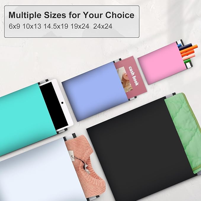 Large Poly Mailers 24x24 Inch 50 Pcs, Extra Large Shipping Bags for Clothing with Self-Sealing Tear-Resistant, Waterproof Poly Bags, Mailing Envelopes for Small Business (Black)-DeskLoop Office