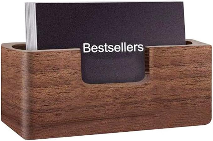 Wood Business Card Holder, Tabletop Walnut Name Card Holder, Office Desktop Wooden Business Card Stand, 50 Cards-DeskLoop Office