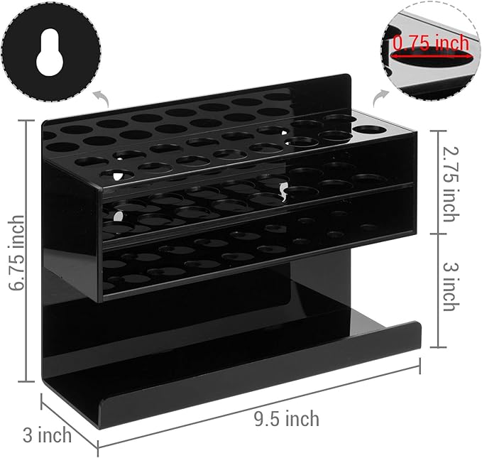 MyGift Wall Mounted Premium Black Acrylic Dry Erase Marker Holder with 16 Slots for Marker Pens and Eraser Storage Tray Whiteboard Accessories Rack for Home Office School Dorm-DeskLoop Office