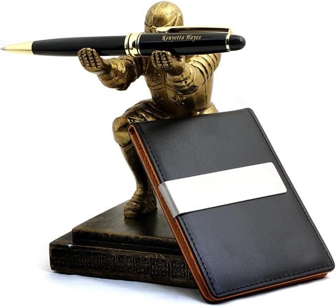 Free Engraving - Personalized Groomsmen Gift, Roller Ballpen, Ballpoint pen, Ball pen, Refillable Pen, Refill pen, Leather Money Clips, Card Holder, Three Lines Each 30 Characters-DeskLoop Office