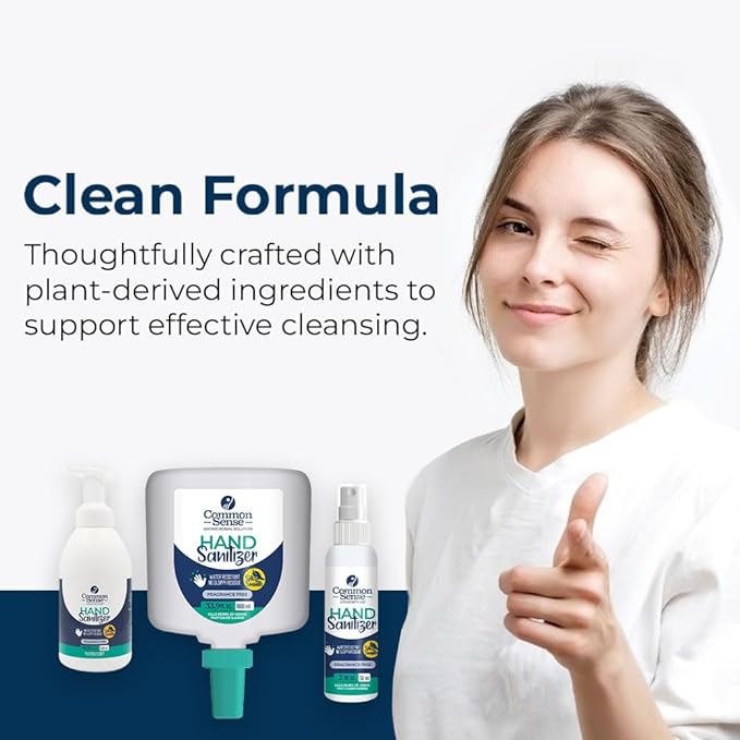 Common Sense Hand Sanitizer: Long Lasting Natural and Moisturizing, Quick Drying Foaming Formula, Mini Pump Bottle 16.9 Fl oz for Home & Office Use-DeskLoop Office