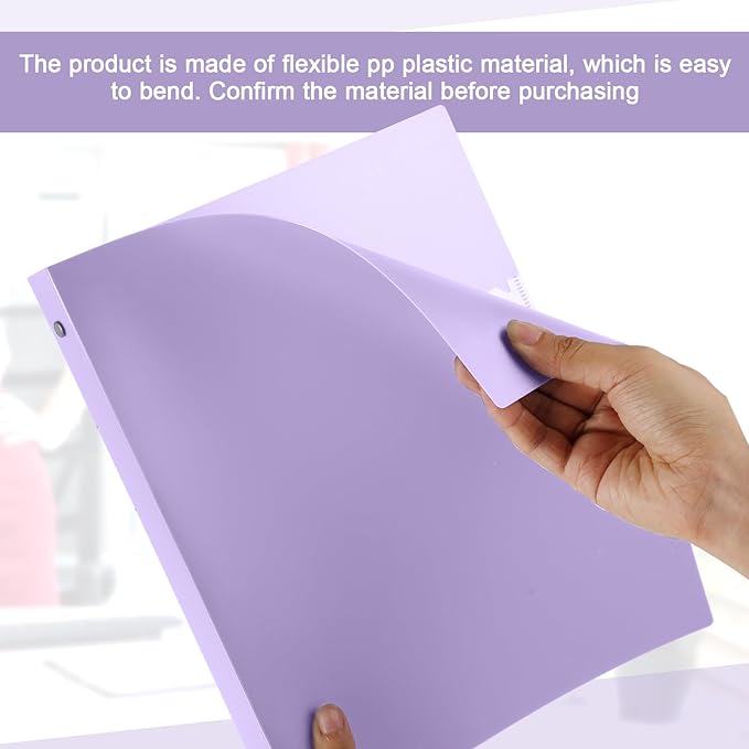 Henoyso 16 Pcs 3 Ring Binder 1/2'' Round Fits Letter Size 8. 5'' x 11'' Paper Plastic Flexible Binder Holds 100 Sheets with 1 Pockets Versatile Organizer for Office Home School (Light Purple)-DeskLoop Office