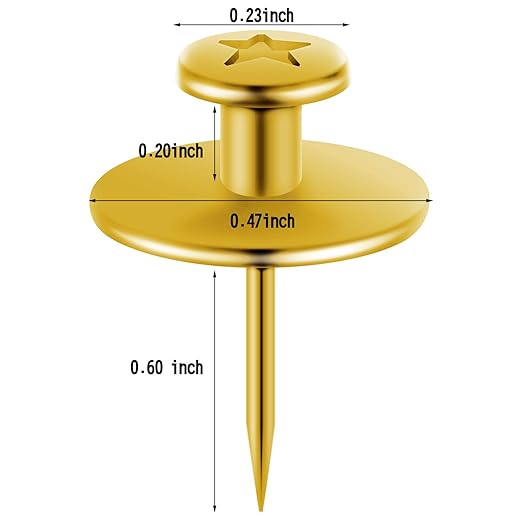 Push Pins Picture Hangers Double Headed Thumb Tacks Wall Hooks for Wall Hangings Picture Hangers Nails Small Photo Hanging Hook Pins for Home Office Photo Decor(Gold,50 Pieces)-DeskLoop Office