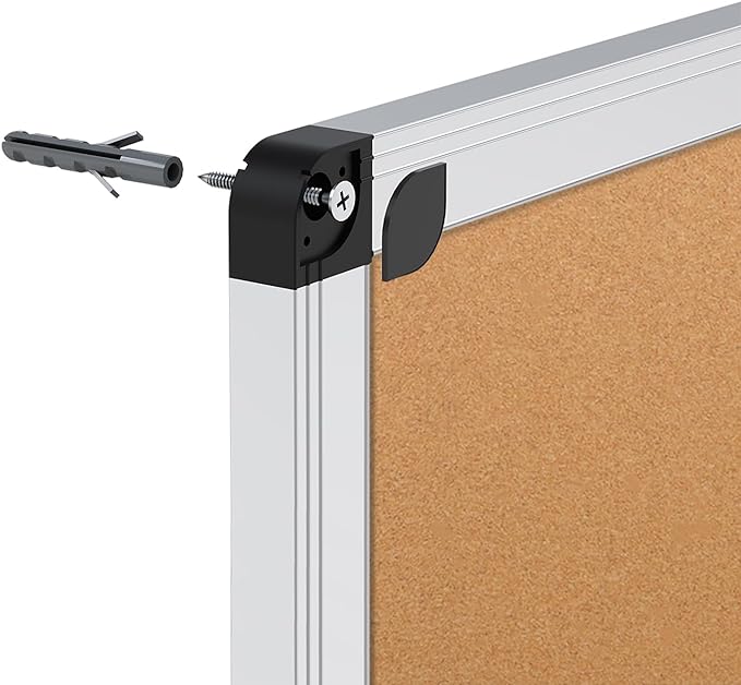 VIZ-PRO 60" x 48" Large Cork Bulletin Board, Foldable & Wall-Mounted Notice Pin Board with Silver Aluminum Frame, for School Home Office - 5' x 4' Corkboard-DeskLoop Office