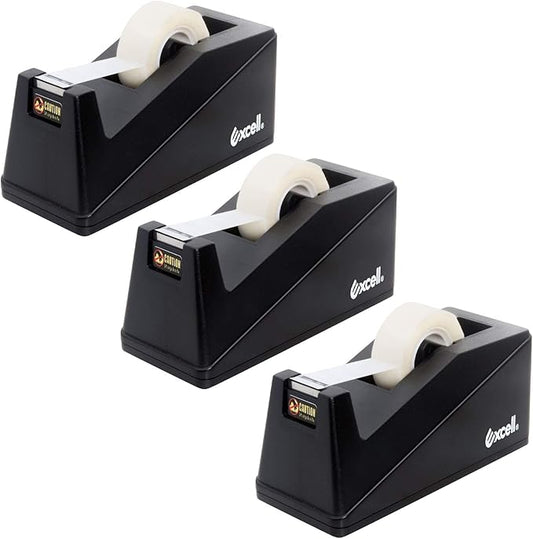 Excell Desk Tape Dispenser (1" core) with Non-Skid Base, Desktop Tape Dispenser Design for Home, Office, Gift Store and Wrapping Purpose - 3Pack-DeskLoop Office