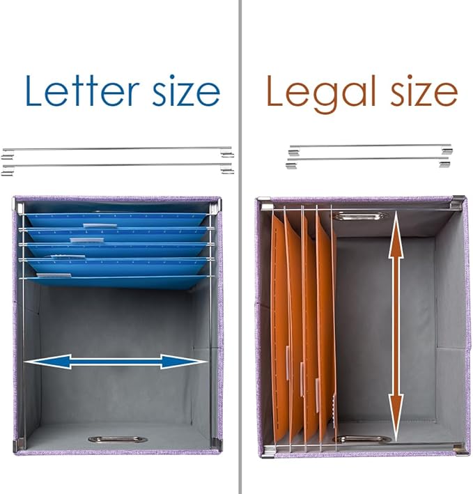 PRANDOM File Organizer Box - Set of 1 Collapsible Decorative Linen Filing Storage Hanging File Folders with Lids Office Cabinet Letter/Legal Purple (17x14x11.2 inch)-DeskLoop Office
