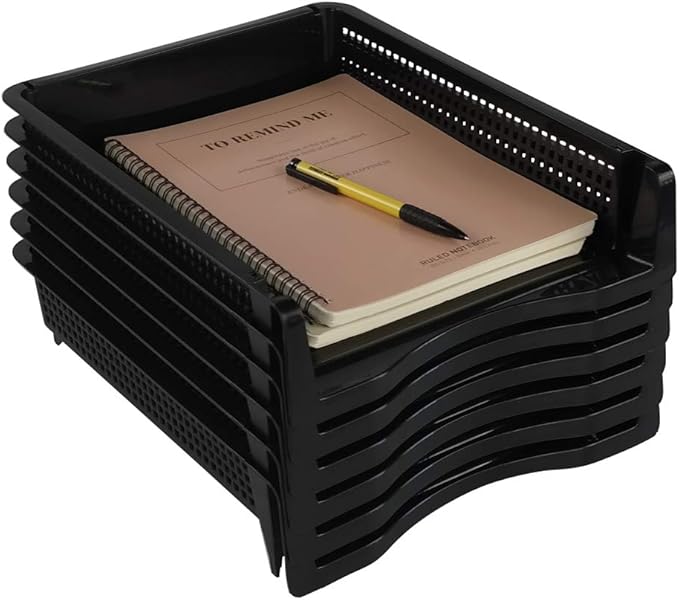 Ggbin 6-Tier Desktop A4 Paper Organizer Tray, Stackable File Trays for Storage, Black-DeskLoop Office