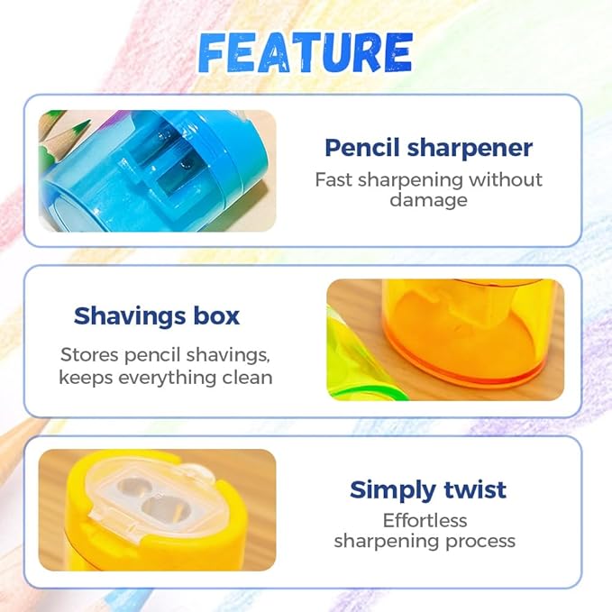 4 Pcs Pencil Sharpeners with Lid, 2025 New Small Dual Hole Manual Pencil Sharpener, Colored Handheld Pencils Sharpener for Classroom Home Office Back to School Supplies (Round)-DeskLoop Office
