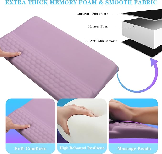 Computer Keyboard Stand with Wrist Rest, Ergonomic Tilted Keyboard Holder - Keyboard Riser with Wrist Pad - Keyboard Tray Support for Office Home - Purple-DeskLoop Office