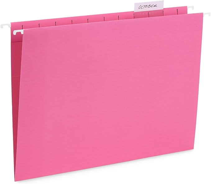 Blue Summit Supplies 25 Pink Hanging File Folders Letter Size, Reinforced Hanging File Folders Pink, Designed for Home and Office Color Coded Organization-DeskLoop Office