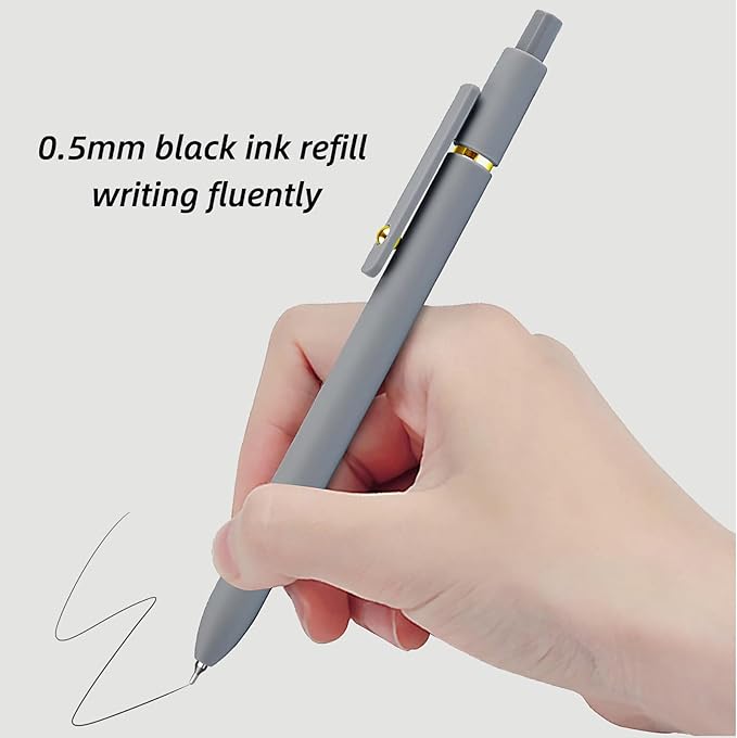 Gel Pens, 6 Pcs 0.5mm Fine Point Smooth Writing Pens Cute Pens, High-End Series Black Ink Pens for Journaling Note Taking, School Office Supplies for Women Men (6 Pcs Gold Morandi)-DeskLoop Office