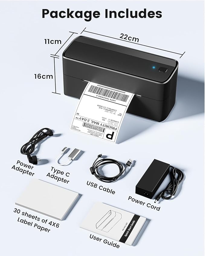 Phomemo Shipping Label Printer, 241BT 4X6 Wireless Thermal Label Printer for Small Business, Labels Printers for Shipping Package, Compatible with iPhone, Android, Amazon, Shopify, UPS, Black-DeskLoop Office