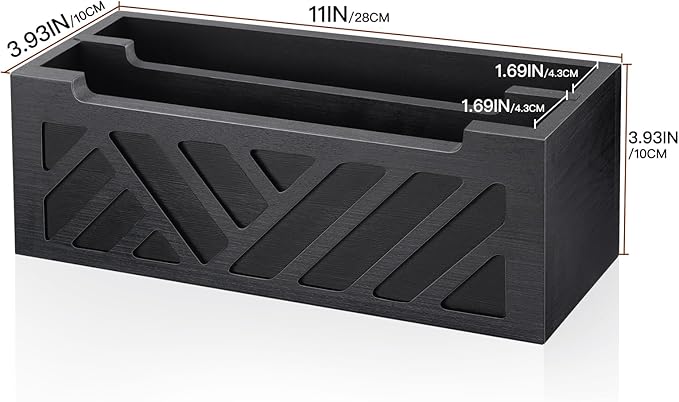 Mail Organizer Mail Holder Countertop with 2 Slots, Wood Mail Basket for Wall Table Desk, Envelope Bill Holder for Home Office Decor (Black-2)-DeskLoop Office
